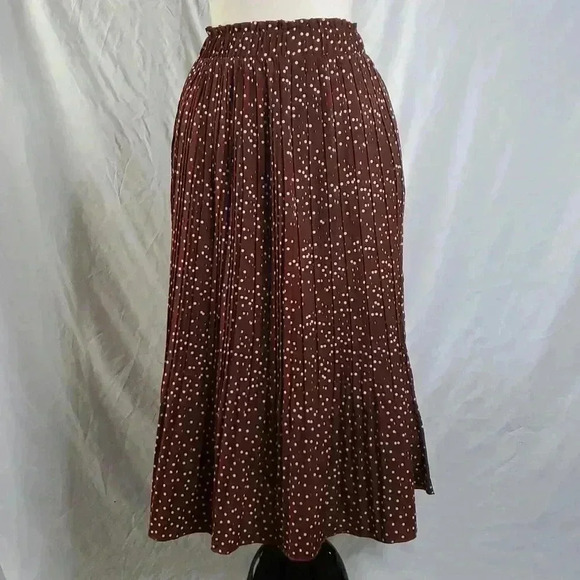 Exlura Polka Dot Pleated Midi Skirt w/ Pockets sz M - Picture 2 of 9